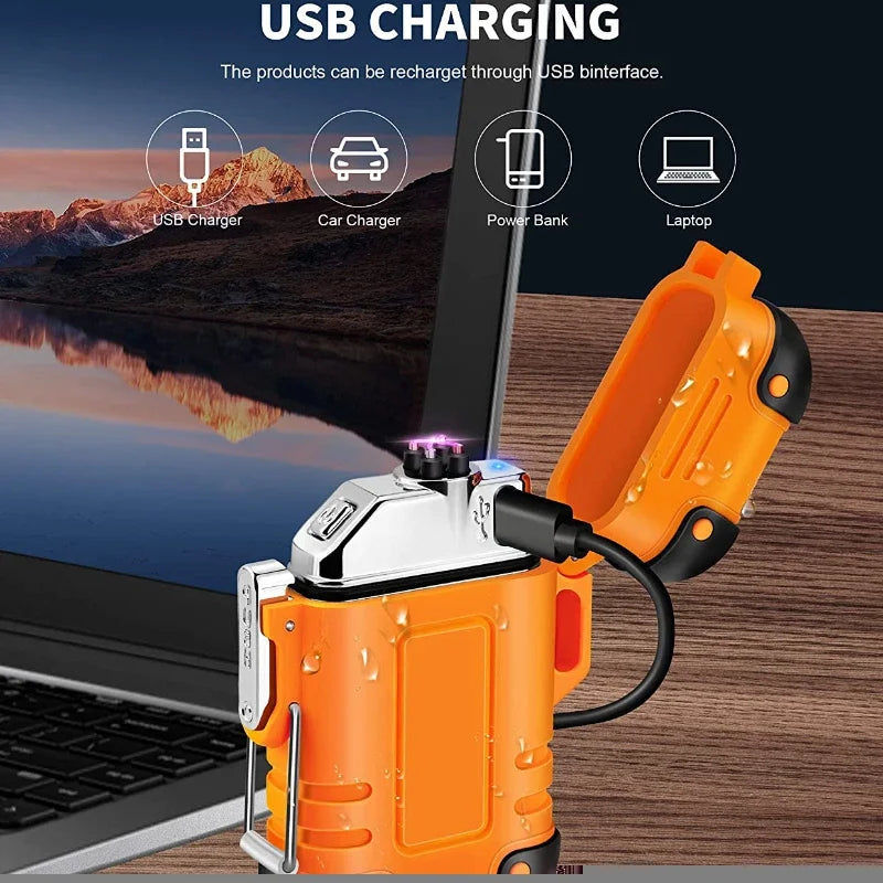 Briquet Double Arc Étanche — Rechargeable USB