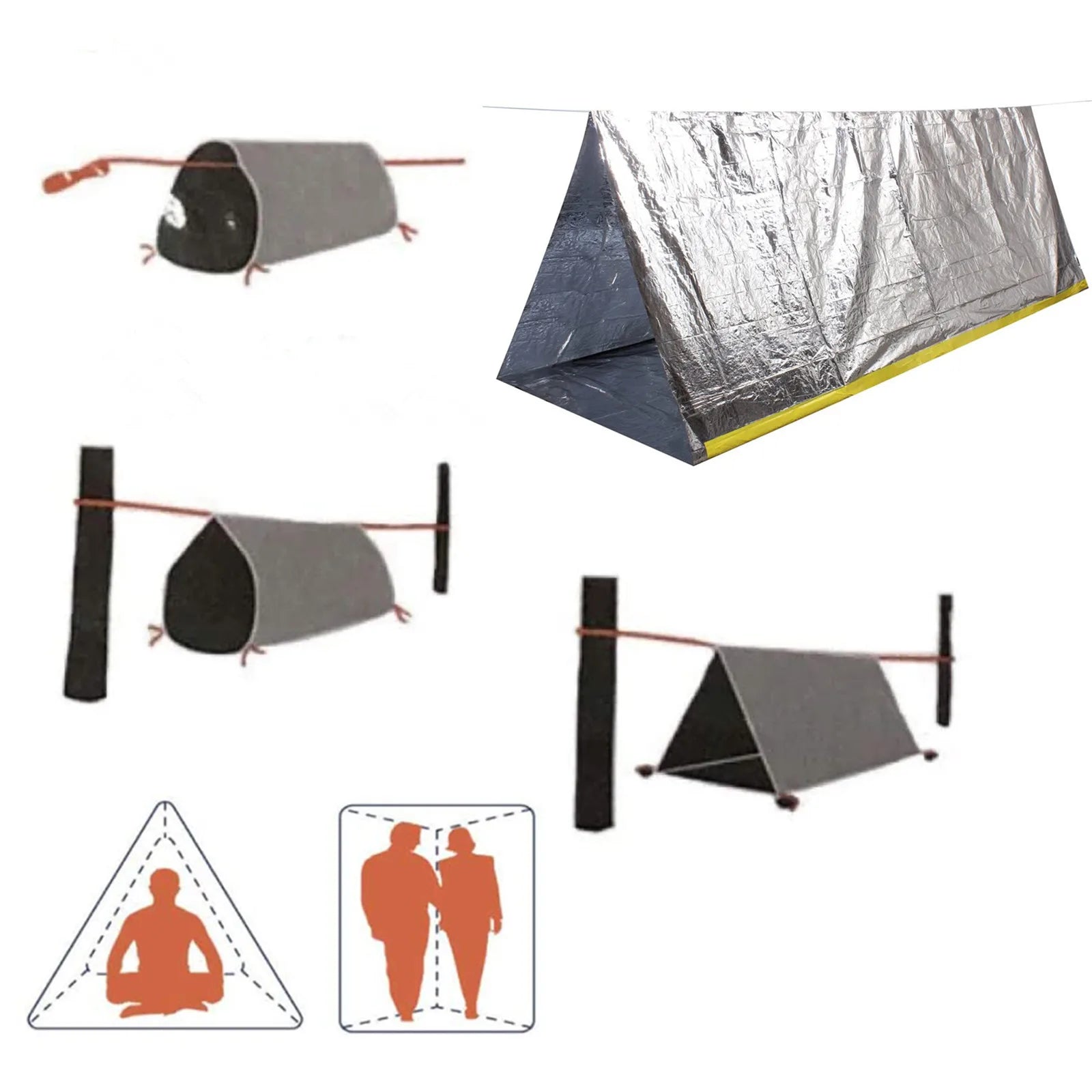 Tente de Survie d'Urgence Étanche — 2 Personnes